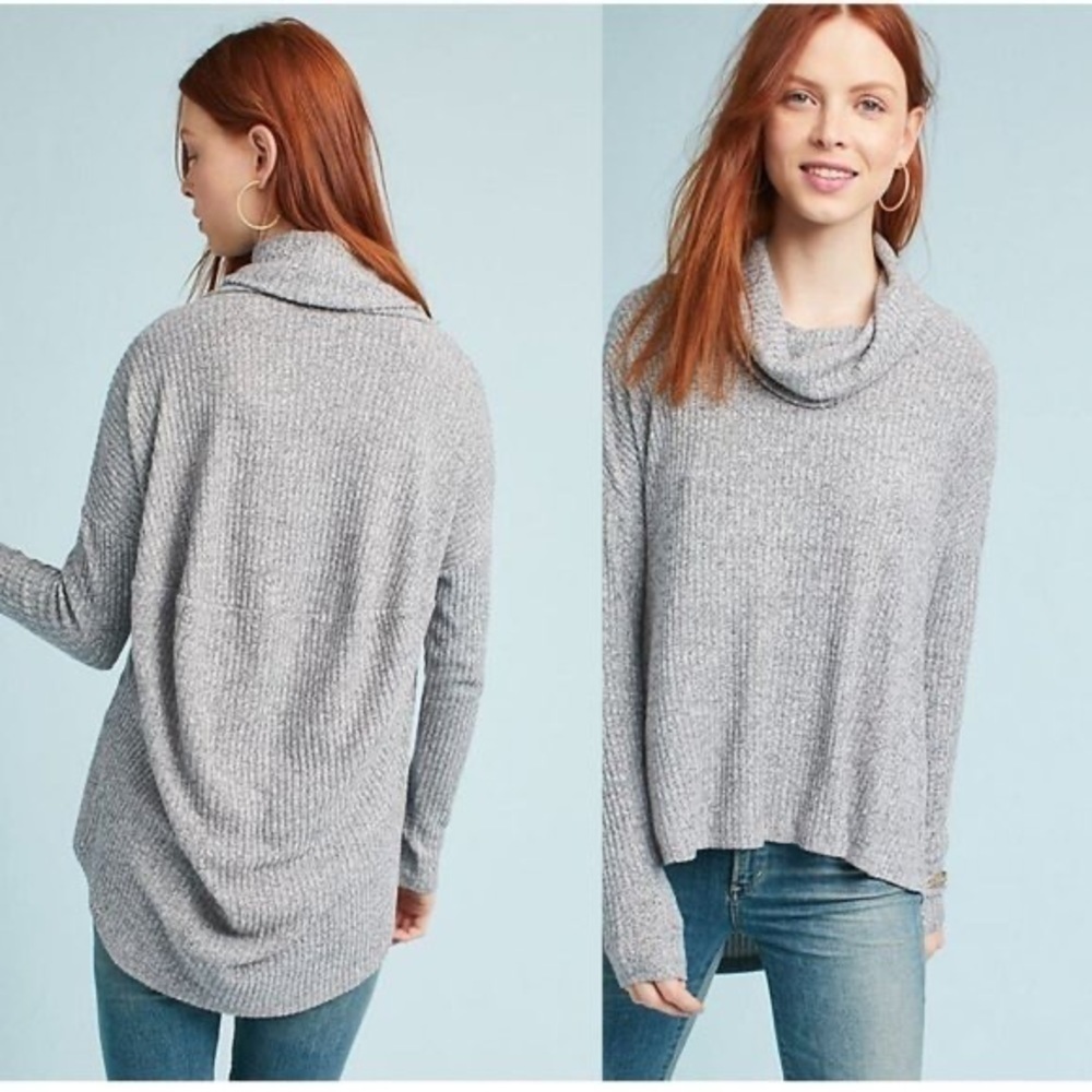 Maeve by Anthropologie Gray Brushed Cowl neck Pullover Sweater Size XS